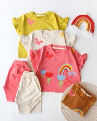 کراپ شلوارک گل و رنگین کمون