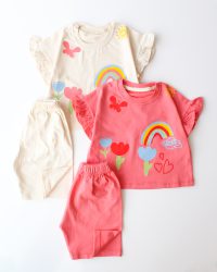 کراپ شلوارک گل و رنگین کمون